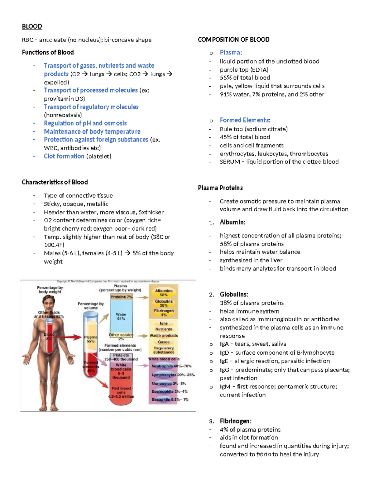Everything about Blood - BLOOD RBC – anucleate (no nucleus); bi-concave ...