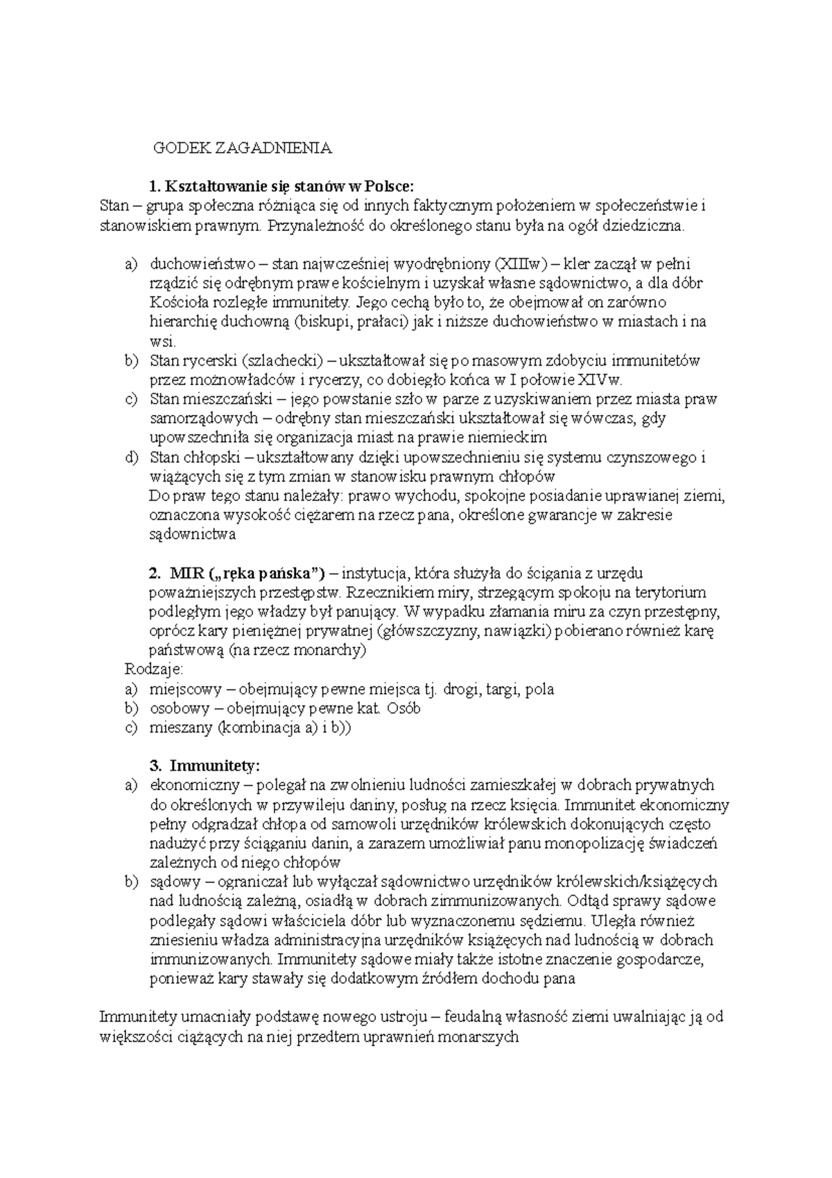 Godek Zagadnienia Opracowanie zagadnień na egzamin GODEK