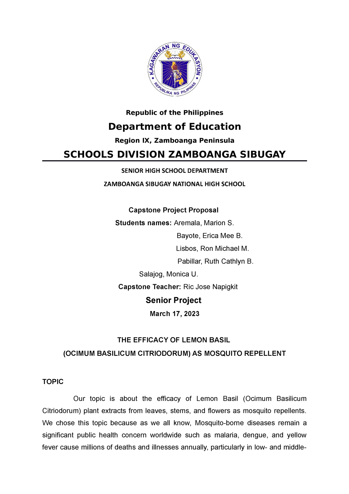 Document 4 None Republic Of The Philippines Department Of Education Region Ix Zamboanga 