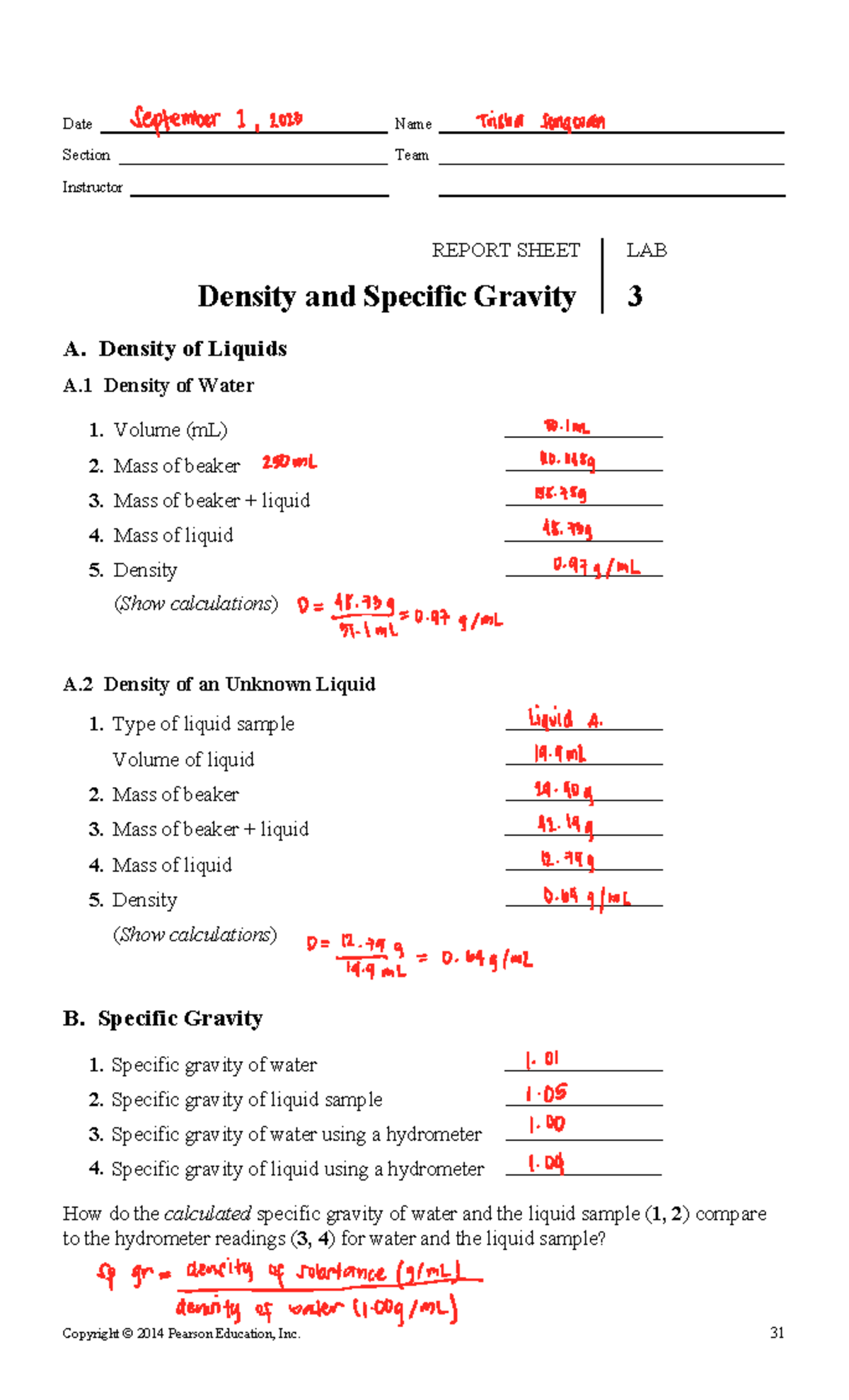 lab density of solids assignment lab report quizlet