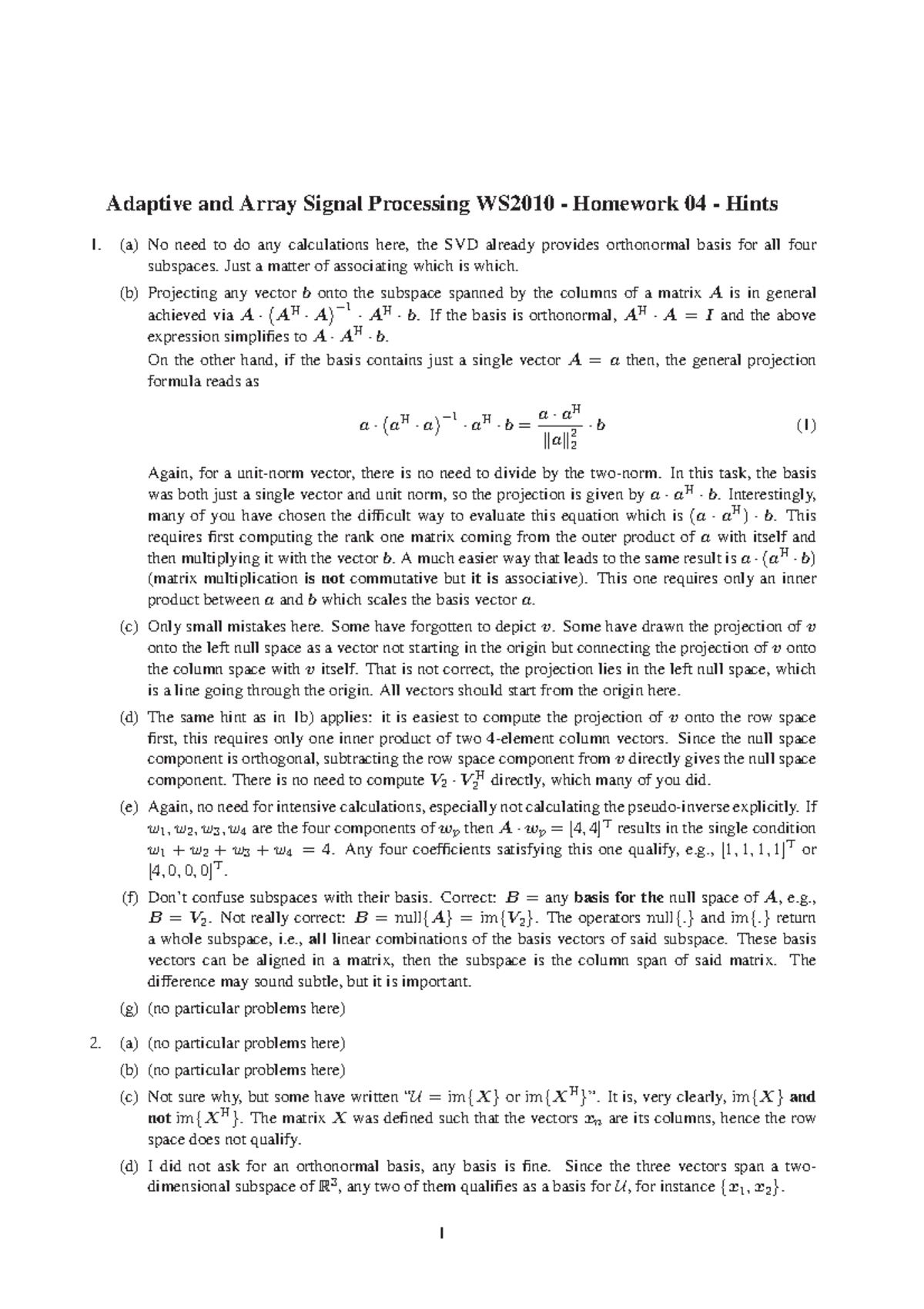 AASP 10 Hw04Hints Homework 4 Hints Adaptive and Array Signal