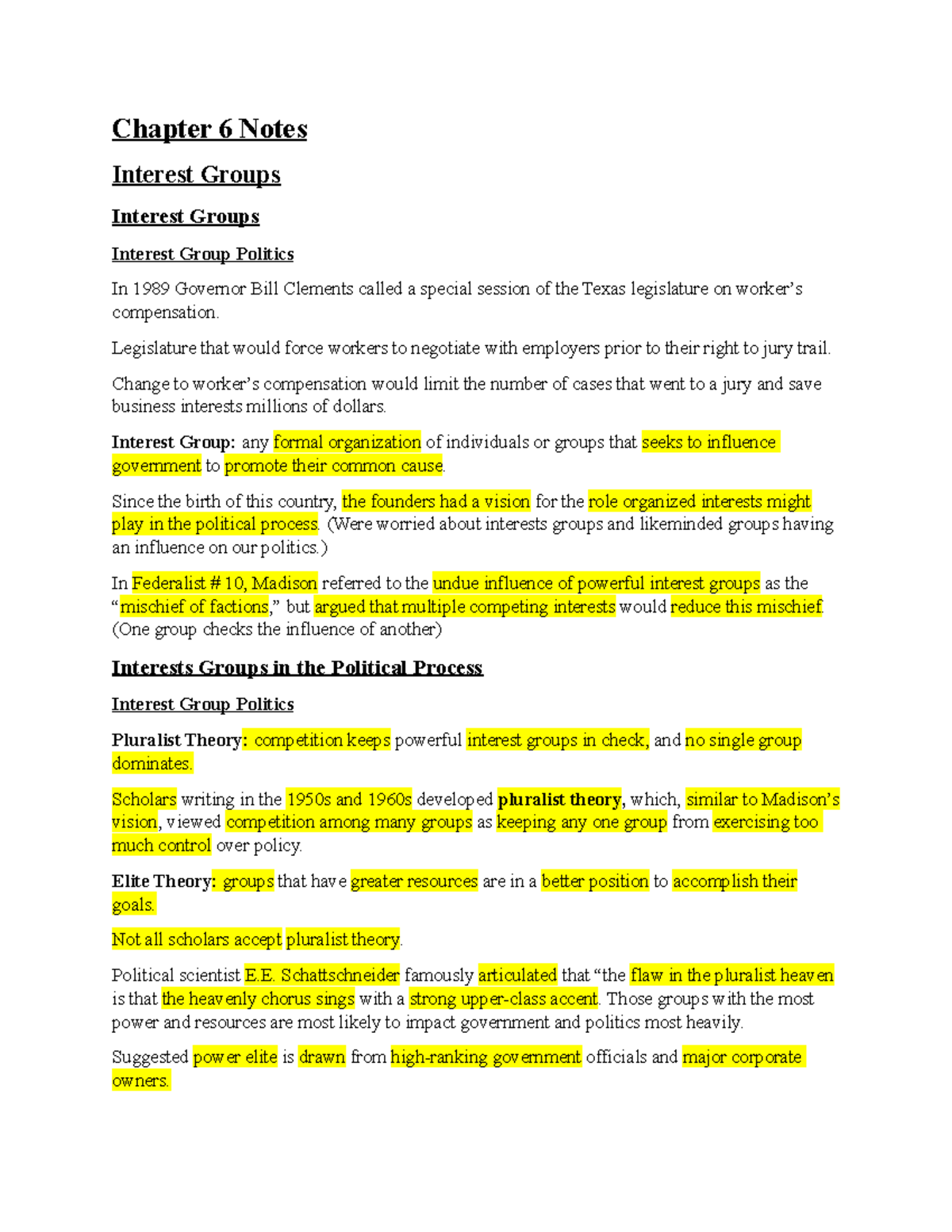 Chapter 6 - Chapter 6 Notes Interest Groups Interest Groups Interest ...