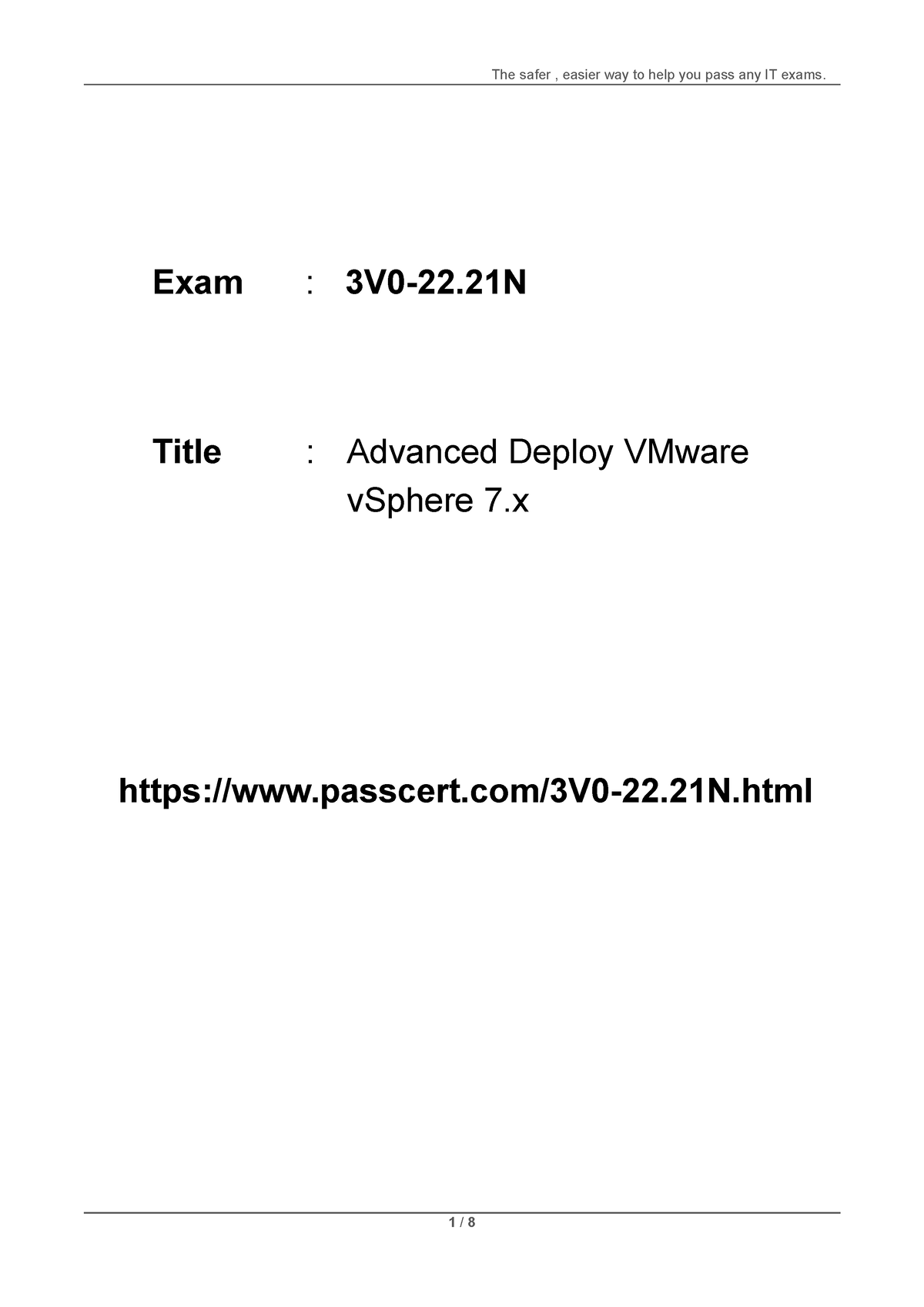 3V0-22.21N Advanced Deploy VMware v Sphere 7.x Dumps - Exam : 3V0-22 Title  : - Sns-Brigh10