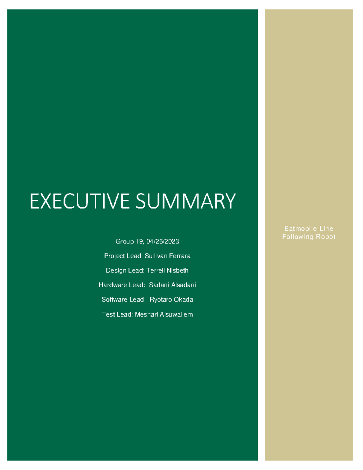 Robot design discount executive summary