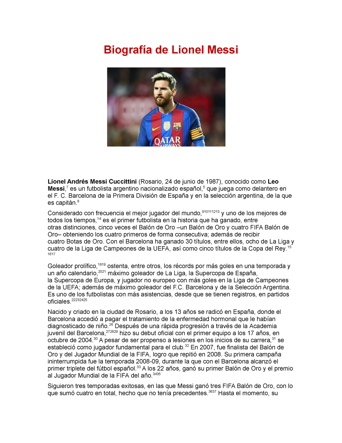 Biografia de Lionel Messi: História de vida motivacional e