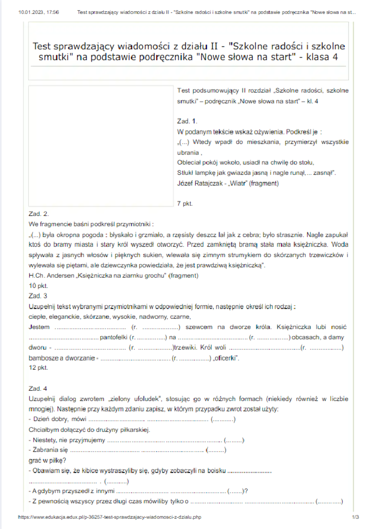 Sprawdzian Wiadomosci Z Dzialu 1 Mit Links 2
