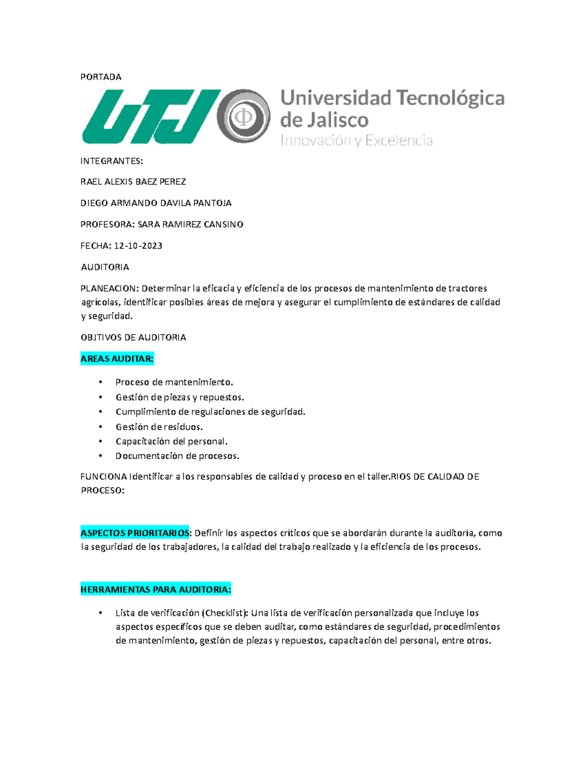 Act Pla A Eq#5 Diego Armando Davila Pantoja - PORTADA INTEGRANTES: RAEL ...