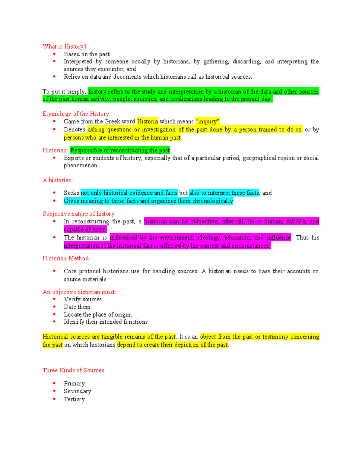 Notes In History - What is History? Based on the past. Interpreted by ...