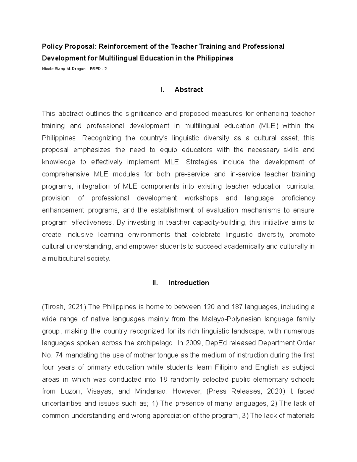 Policy Paper: Reinforcement of the Teacher Training and Professional ...