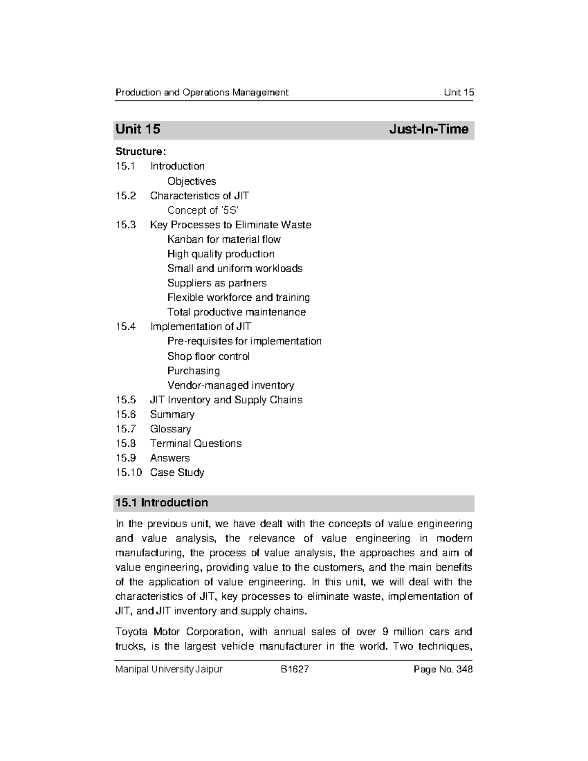 Unit 15 Just-In-Time - nil - Unit 15 Just-In-Time Structure: 15 ...