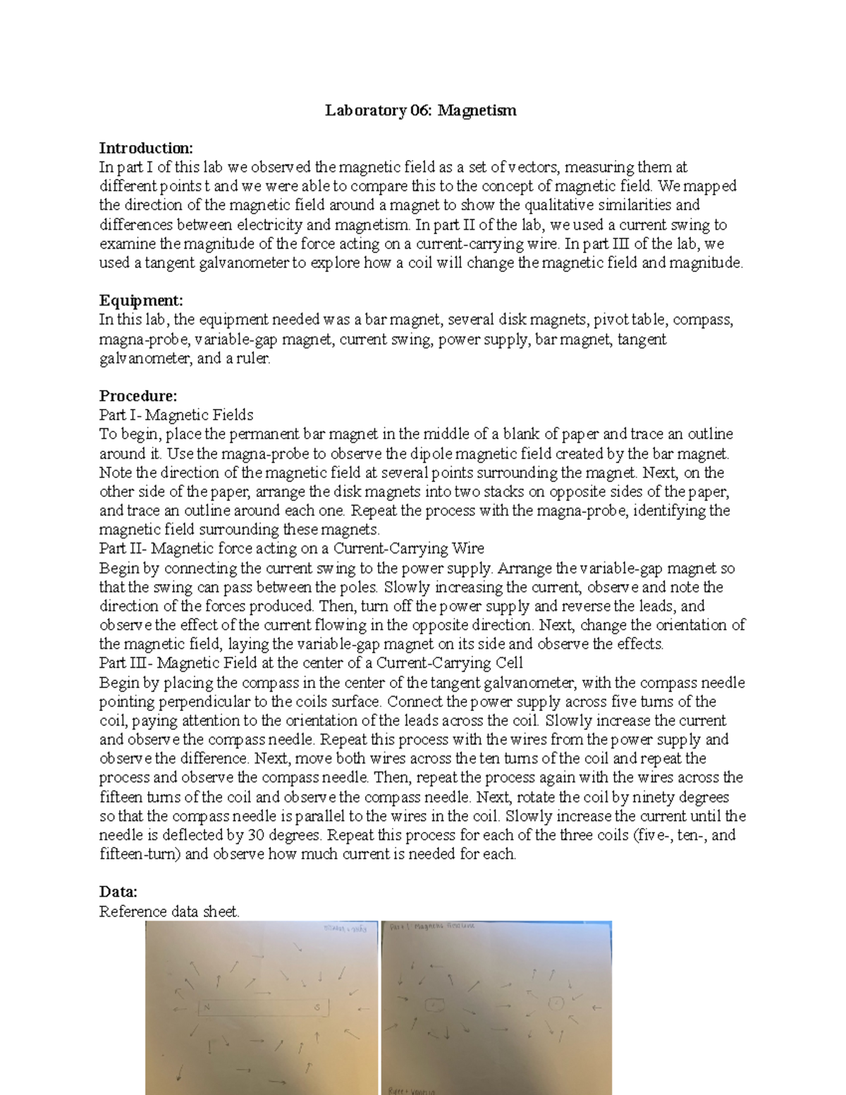 Physics Lab 12306 Laboratory 06 Introduction In part I