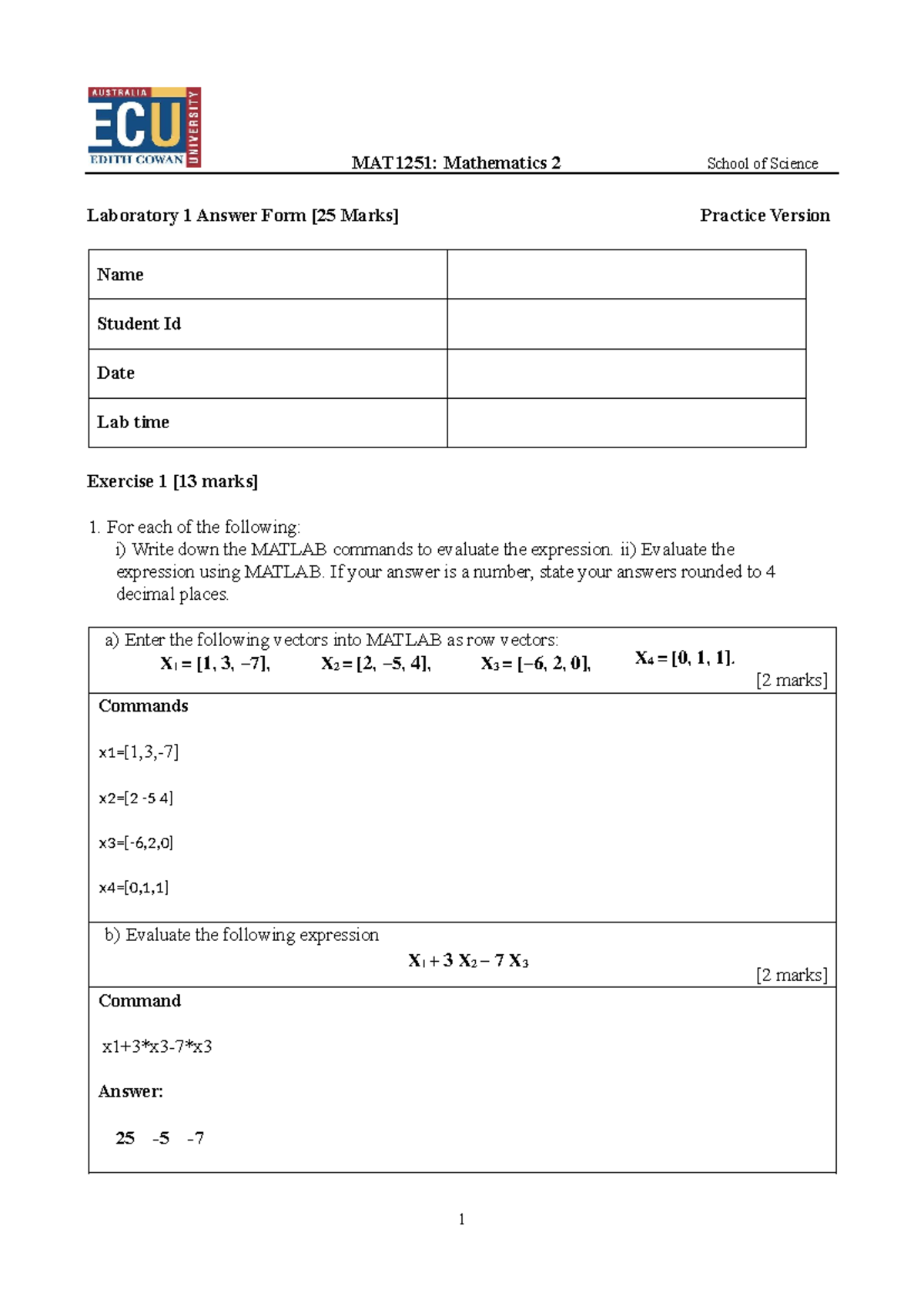 Lab1 Practice Form - Mathematics 2 (1st lab) - Laboratory 1 Answer Form ...