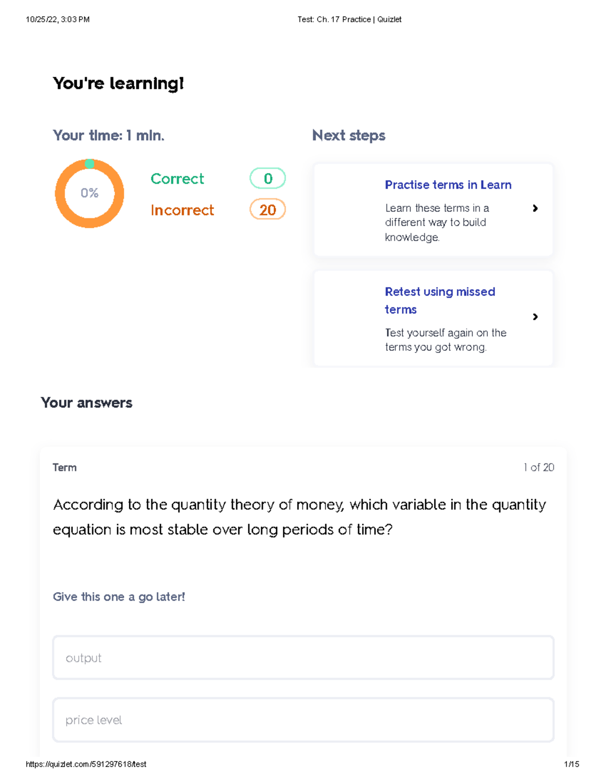 Test Ch. 17 Practice Quizlet answear key - You're learning! Your time ...