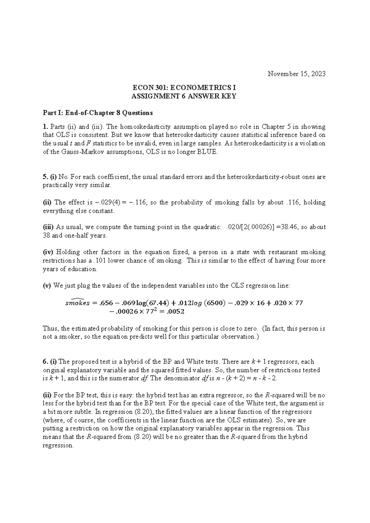 Assignment 6 Answer Key 440c80e51d21101 E22233 C2dd4b6460e November