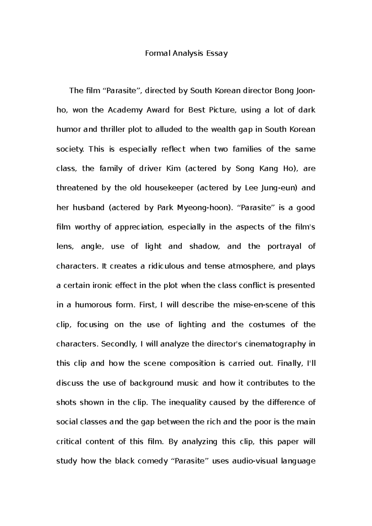 Formal Analysis Essay - This is especially reflect when two families of ...