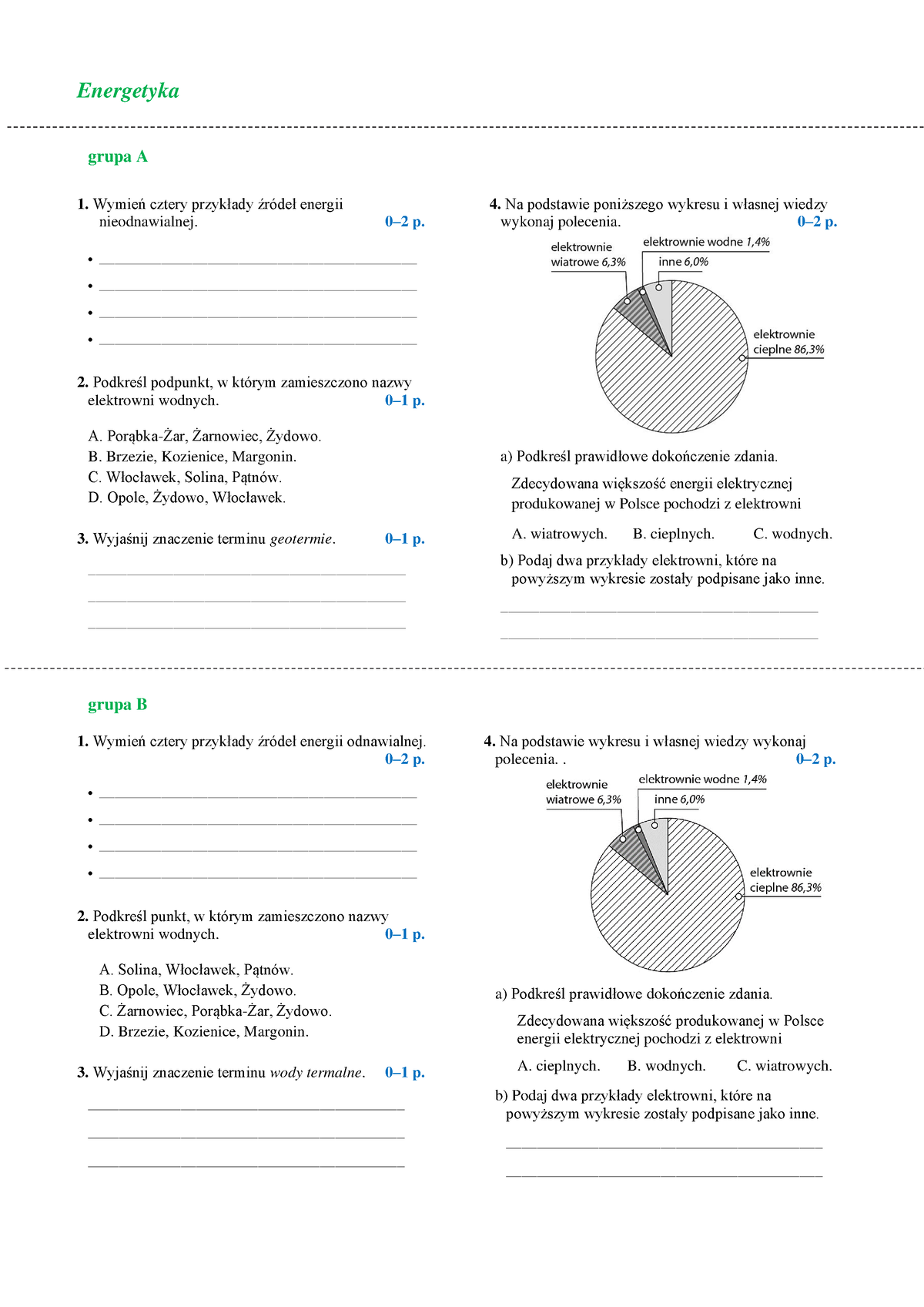Kartkowka-energetyka - Energetyka Grupa A Wymień Cztery Przykłady ...