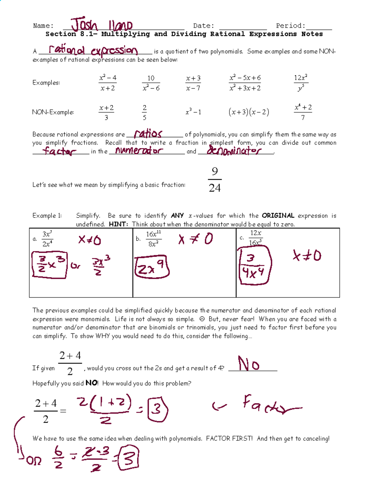 Sec 8.1 Multiplying and Dividing Notes - Name ...