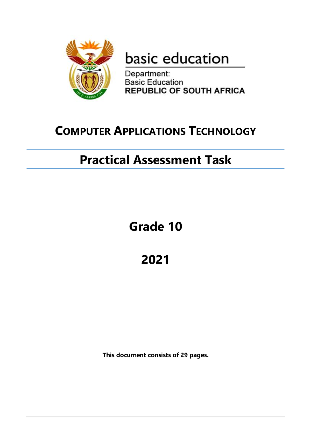 2021 Cat Pat Grade 10 Reviewed Final 1 Computer Applications Technology Practical Assessment 1781