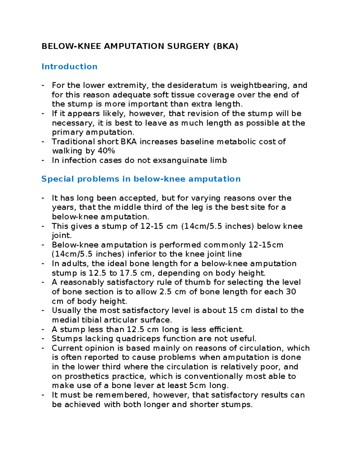 Below KNEE Amputation - ortho - BELOW-KNEE AMPUTATION SURGERY (BKA ...