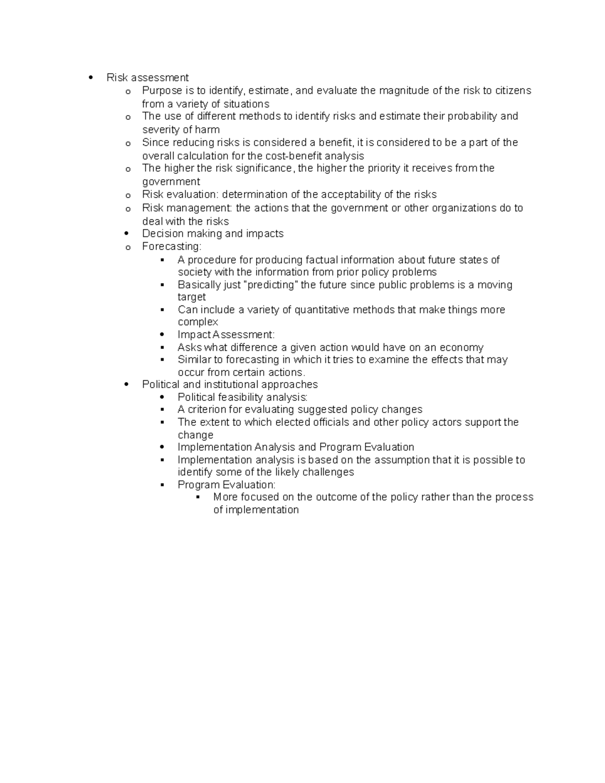 Risk assessment - Political and institutional approaches Political ...