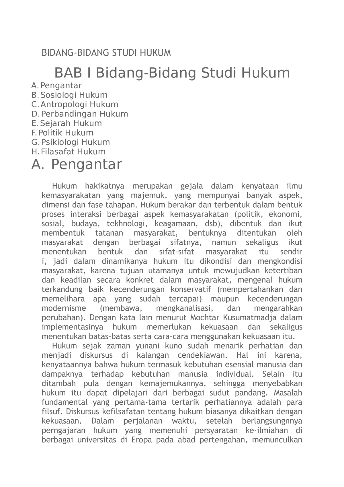 347477137 Bidang Studi Hukum - BIDANG-BIDANG STUDI HUKUM BAB I Bidang ...