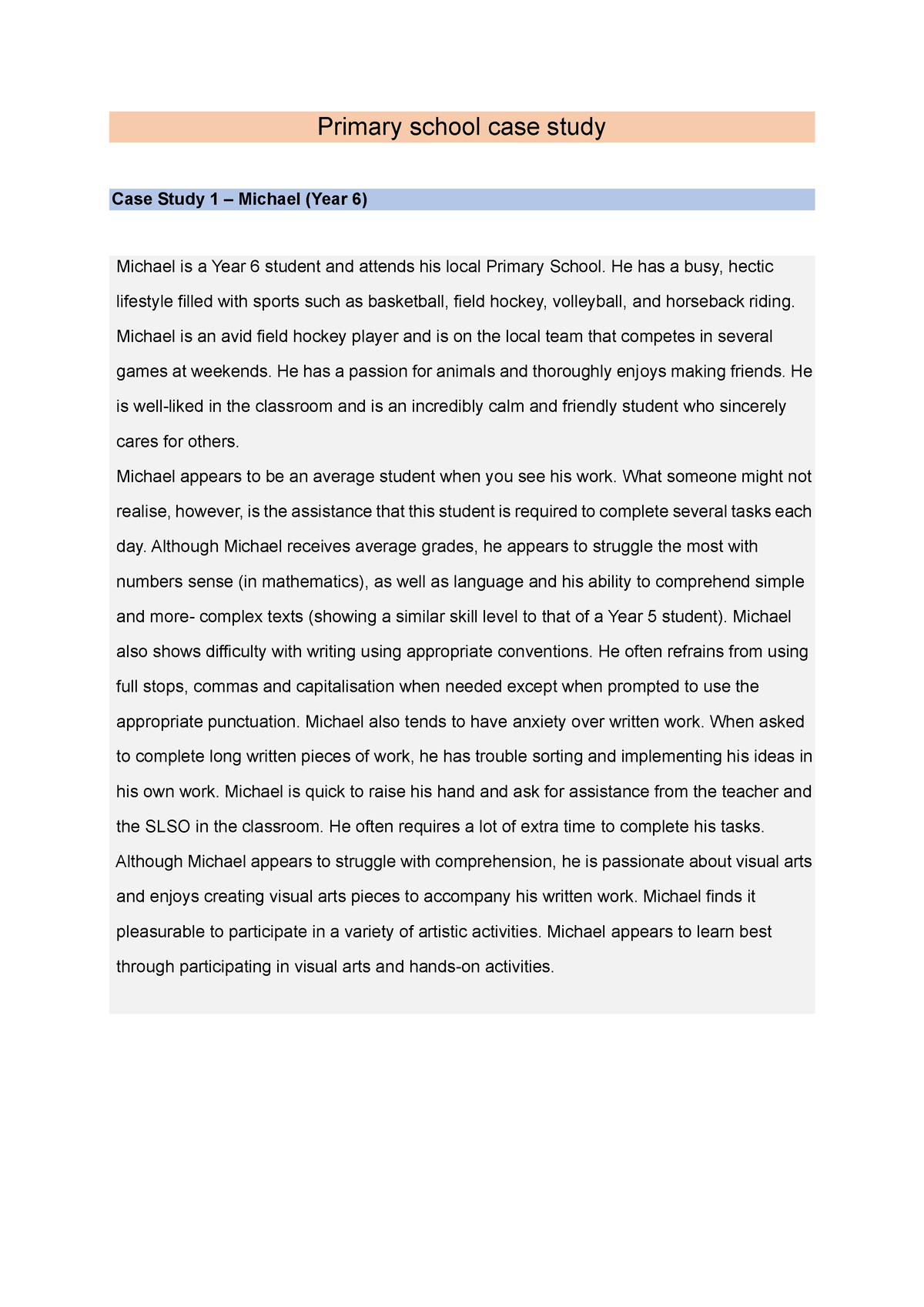 attendance case study primary school