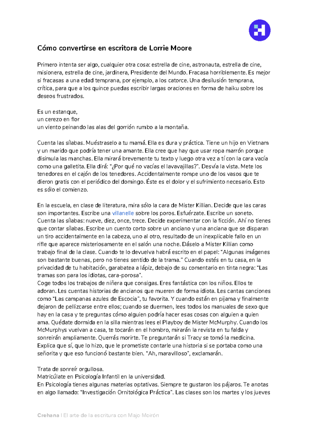 Cómo convertirse en escritora de Lorrie Moore Cómo convertirse en