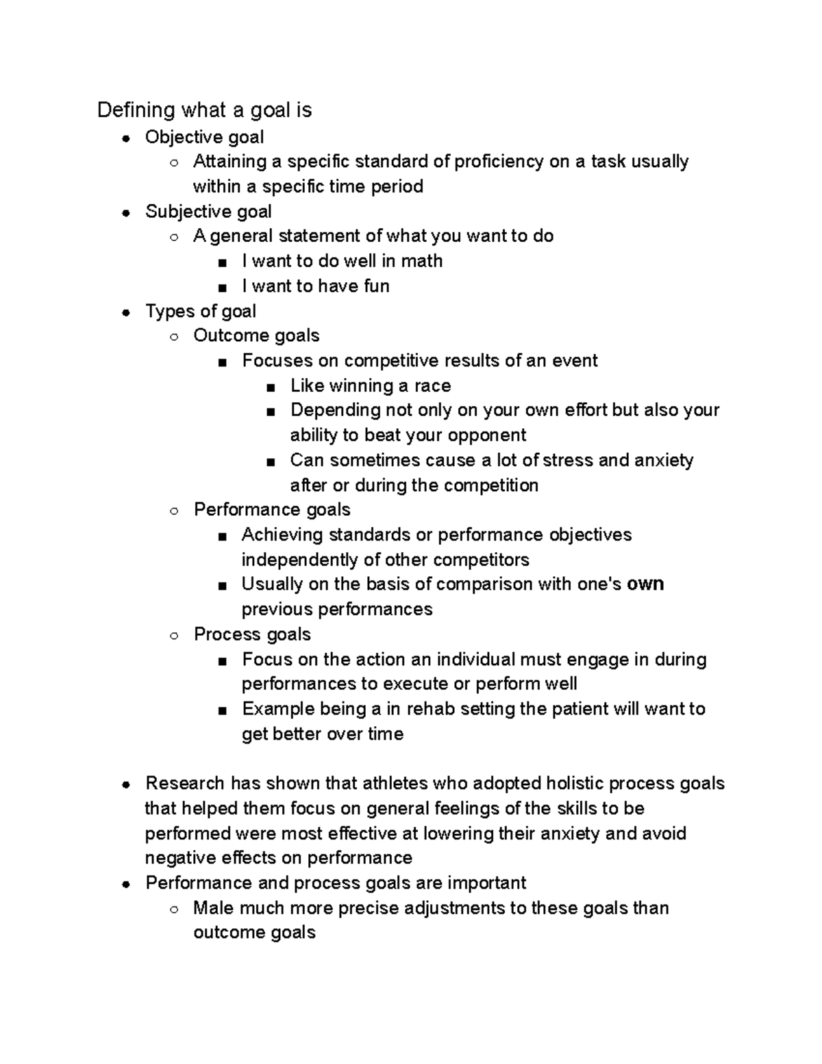 Goal setting SM 3650 pt2 Defining what a goal is Objective goal