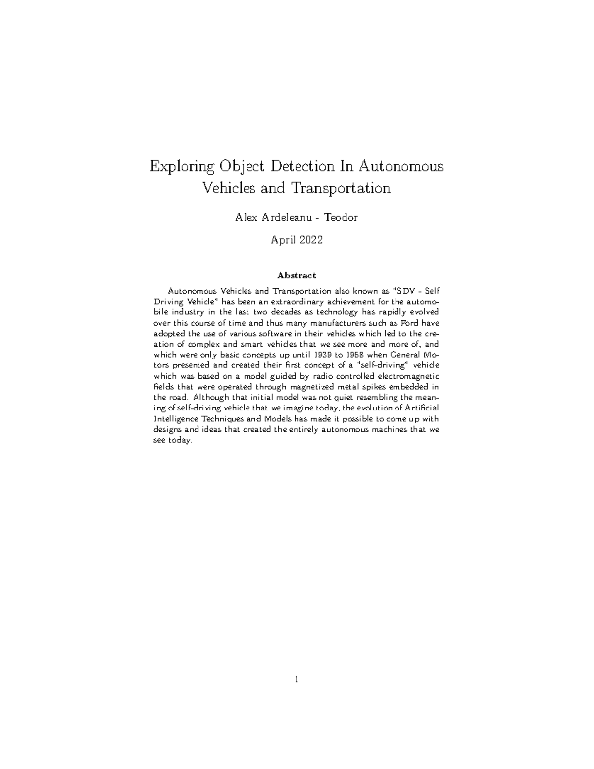 Artificial Intelligence Techniques CSY3025 Alex Ardeleanu - Exploring ...