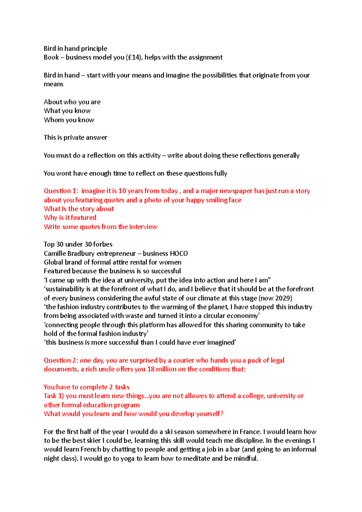 Bird in hand principle tutorial Bird in hand principle Book