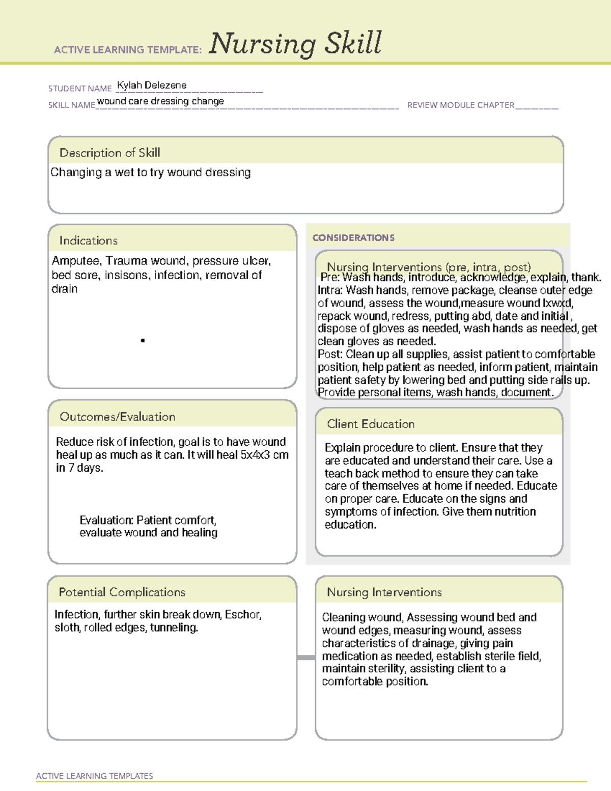 Nursing skill charting - ACTIVE LEARNING TEMPLATES Nursing Skill ...