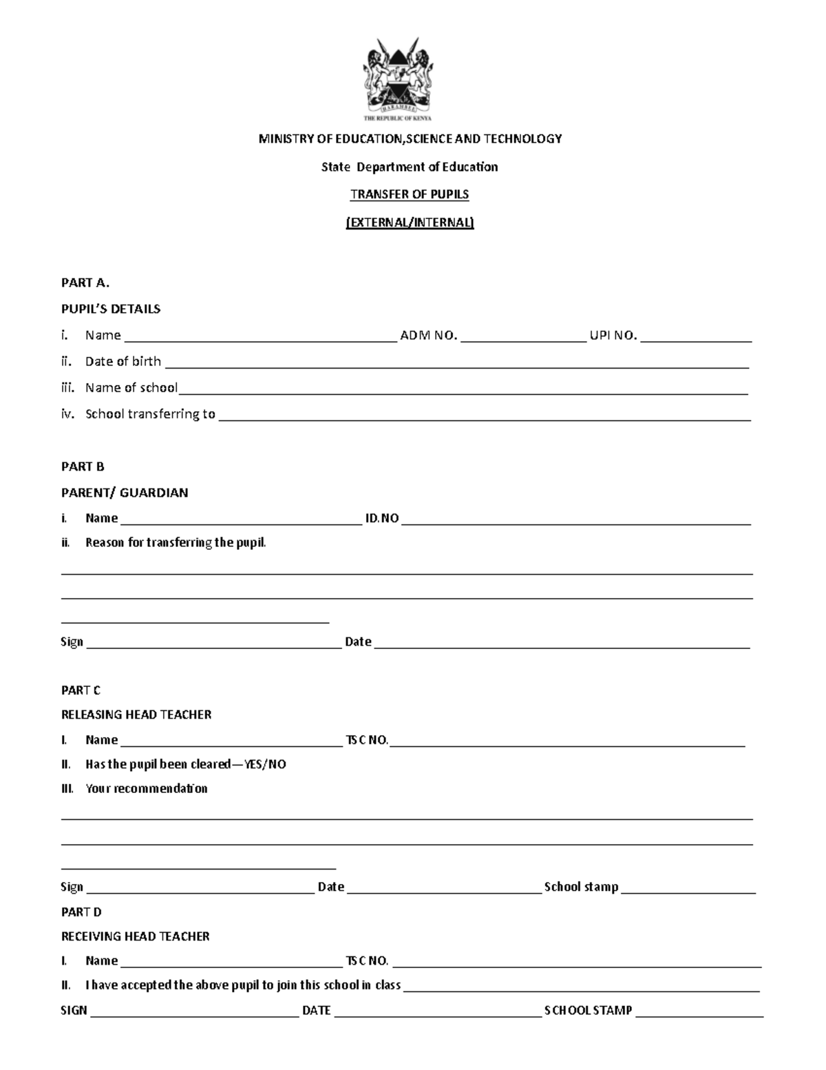 Nemis Transferr Original MINISTRY OF EDUCATION,SCIENCE AND TECHNOLOGY