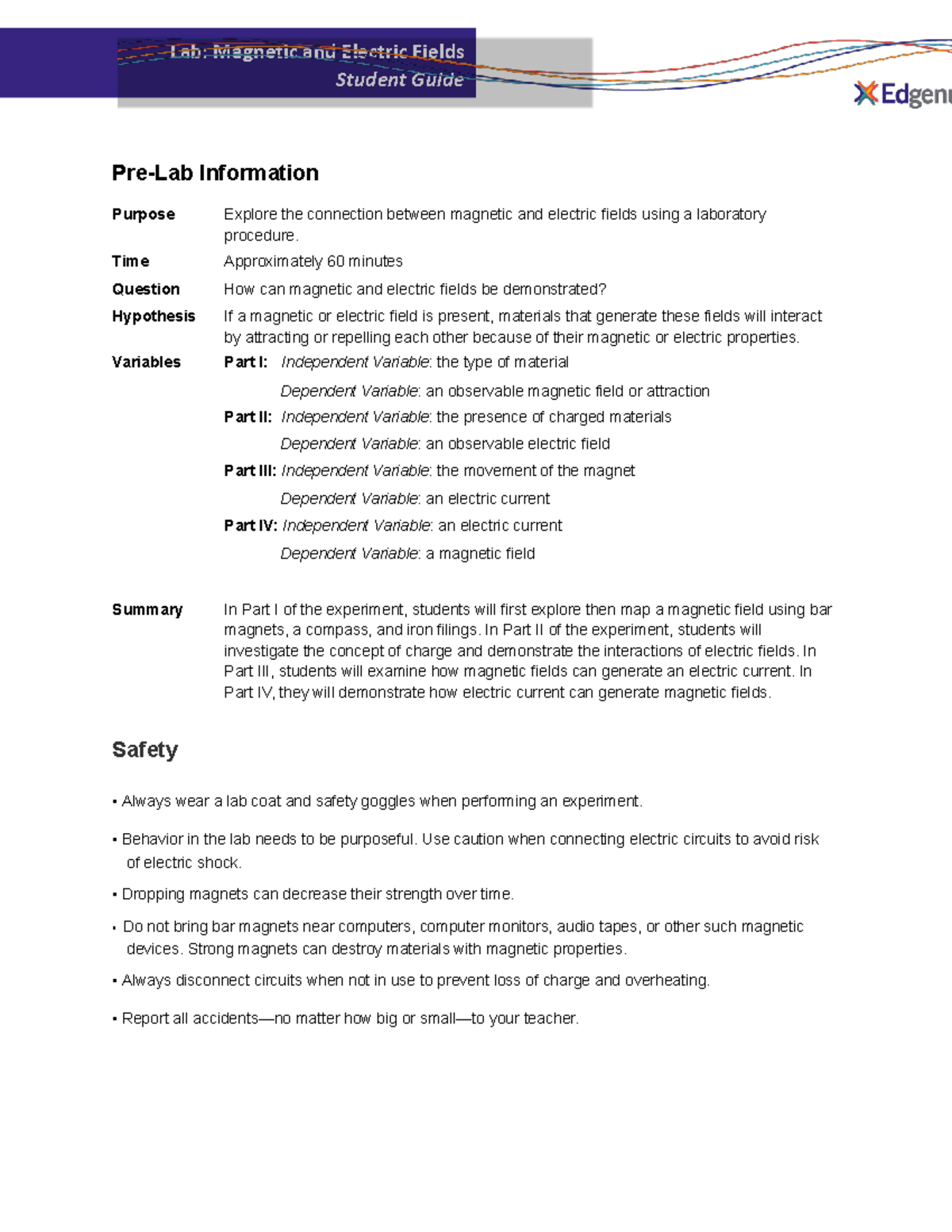 and Electric Fields Lab and Electric Fields