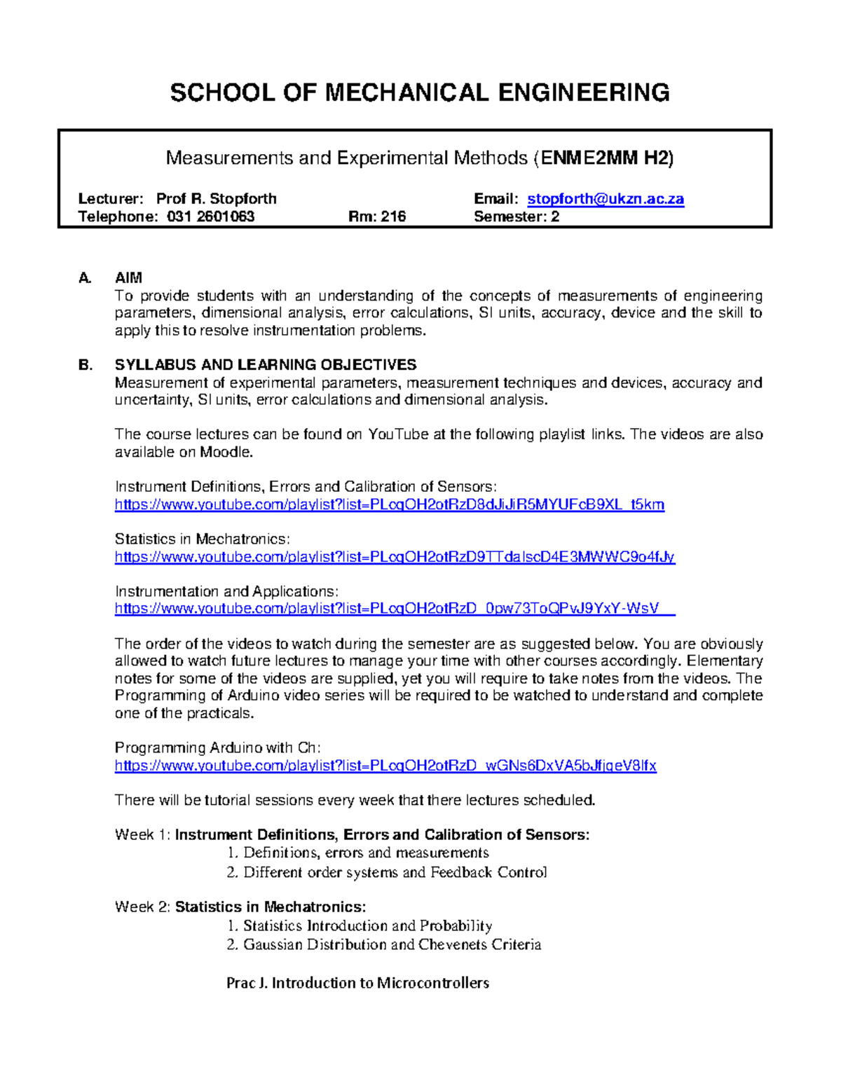 Measurements handout from 2024 - SCHOOL OF MECHANICAL ENGINEERING ...
