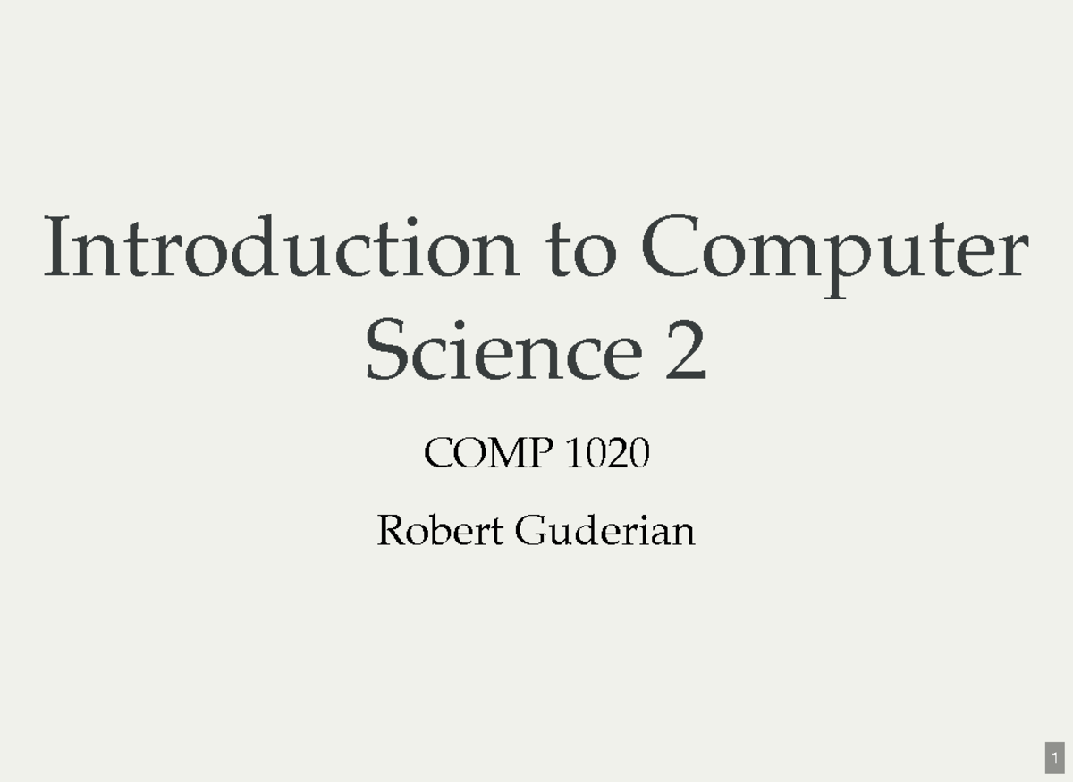 Lecture 02 - COMP 1020 notes - / Introduction to ComputerIntroduction ...