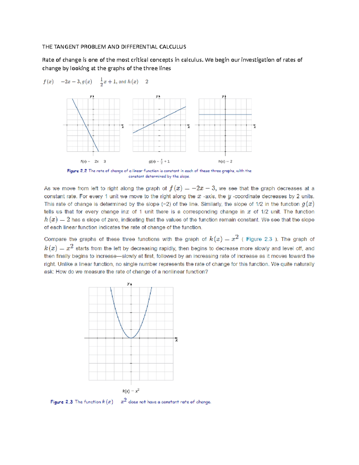 Calculuswk 1notes - week 1 notes from the textbook - THE TANGENT ...