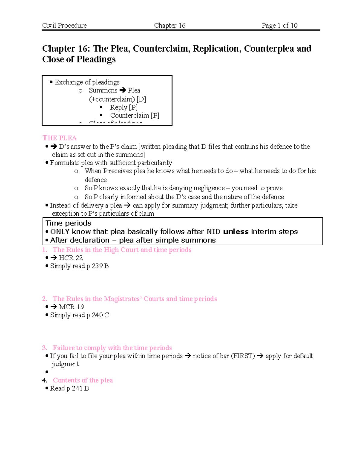 Chapter 16 - Chapter 16: The Plea, Counterclaim, Replication ...