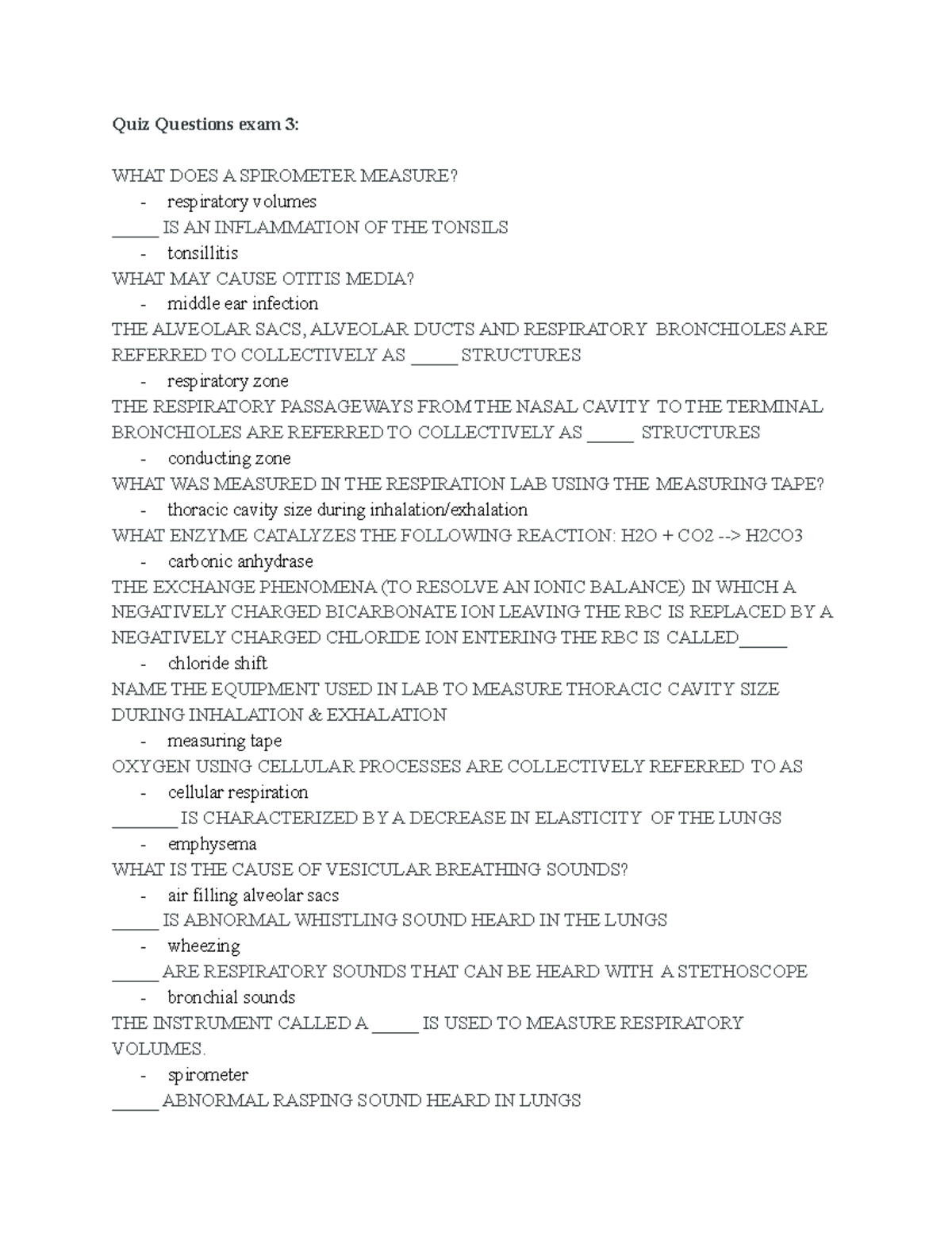 Anatomy Lab Quiz 3 Lab quiz Quiz Questions exam 3 WHAT DOES A