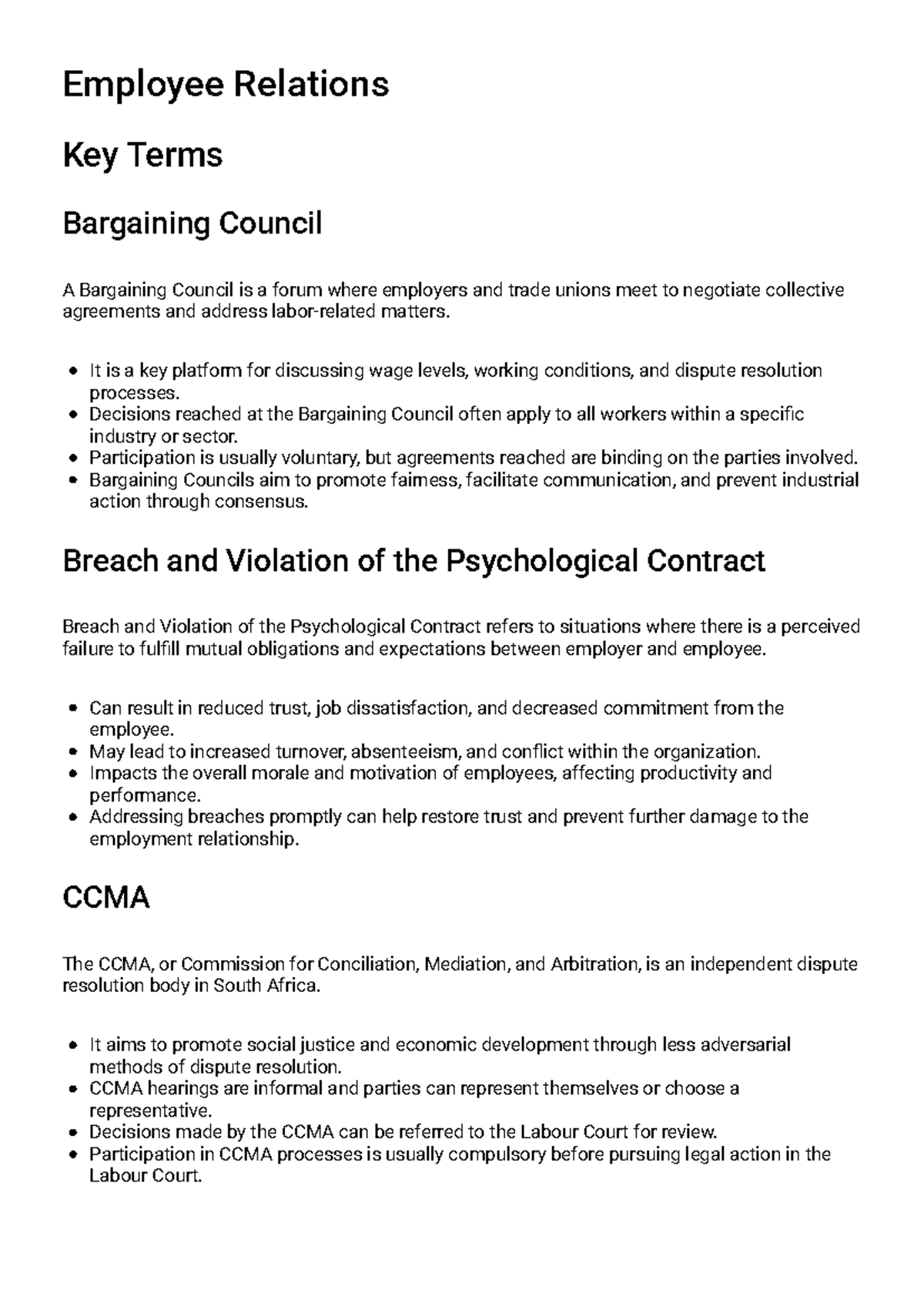 Employee Relations-Study Guide - Employee Relations Key Terms ...