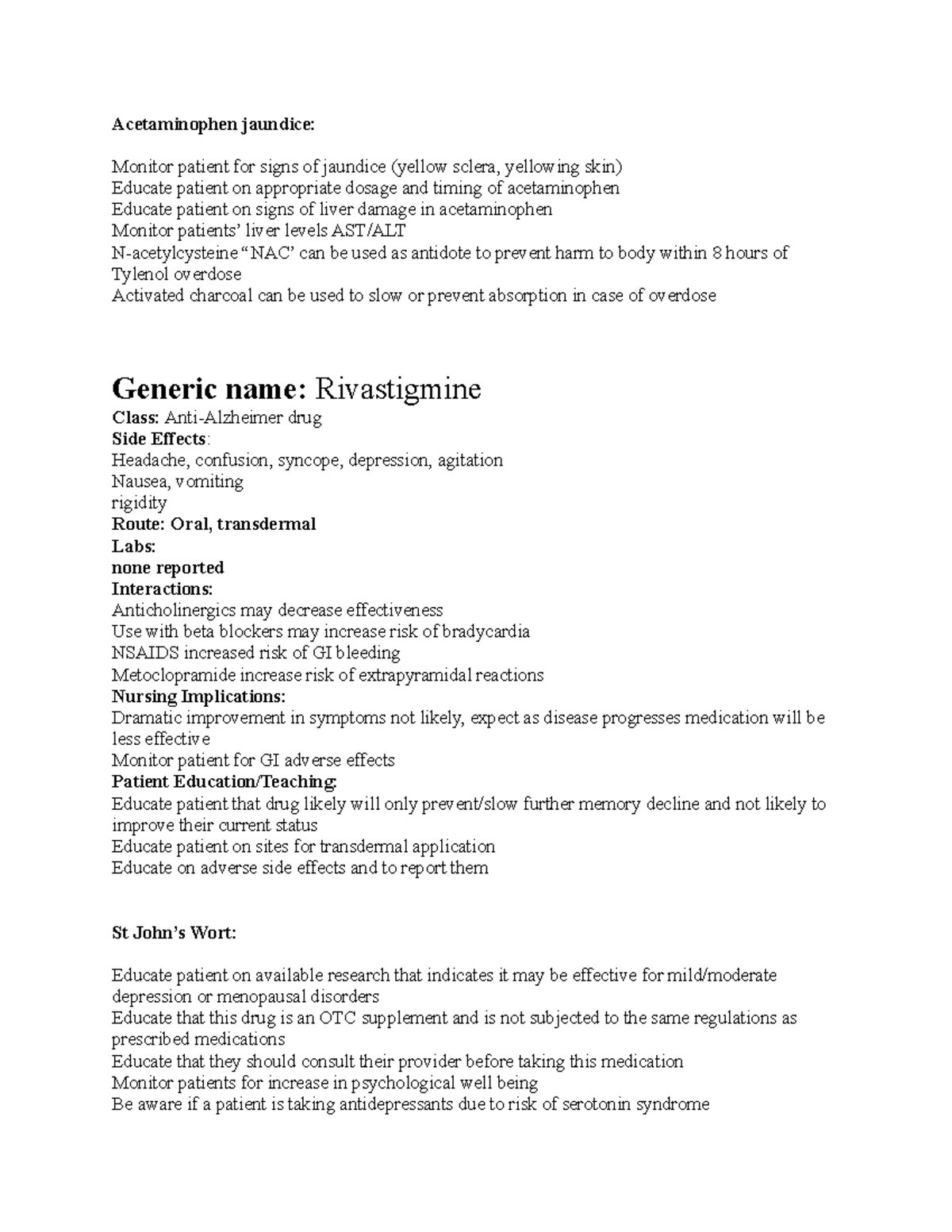 Hesi prep 6 document contains info about Hesi prep Acetaminophen jaundice Monitor patient