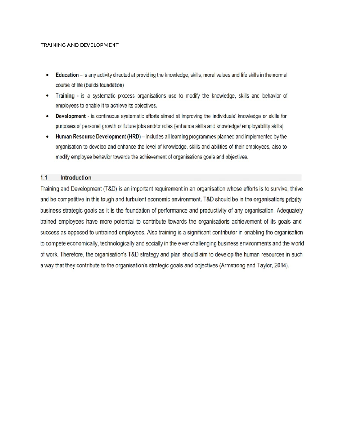 UNIT Coverage Training AND Development - TRAINING AND DEVELOPMENT ...
