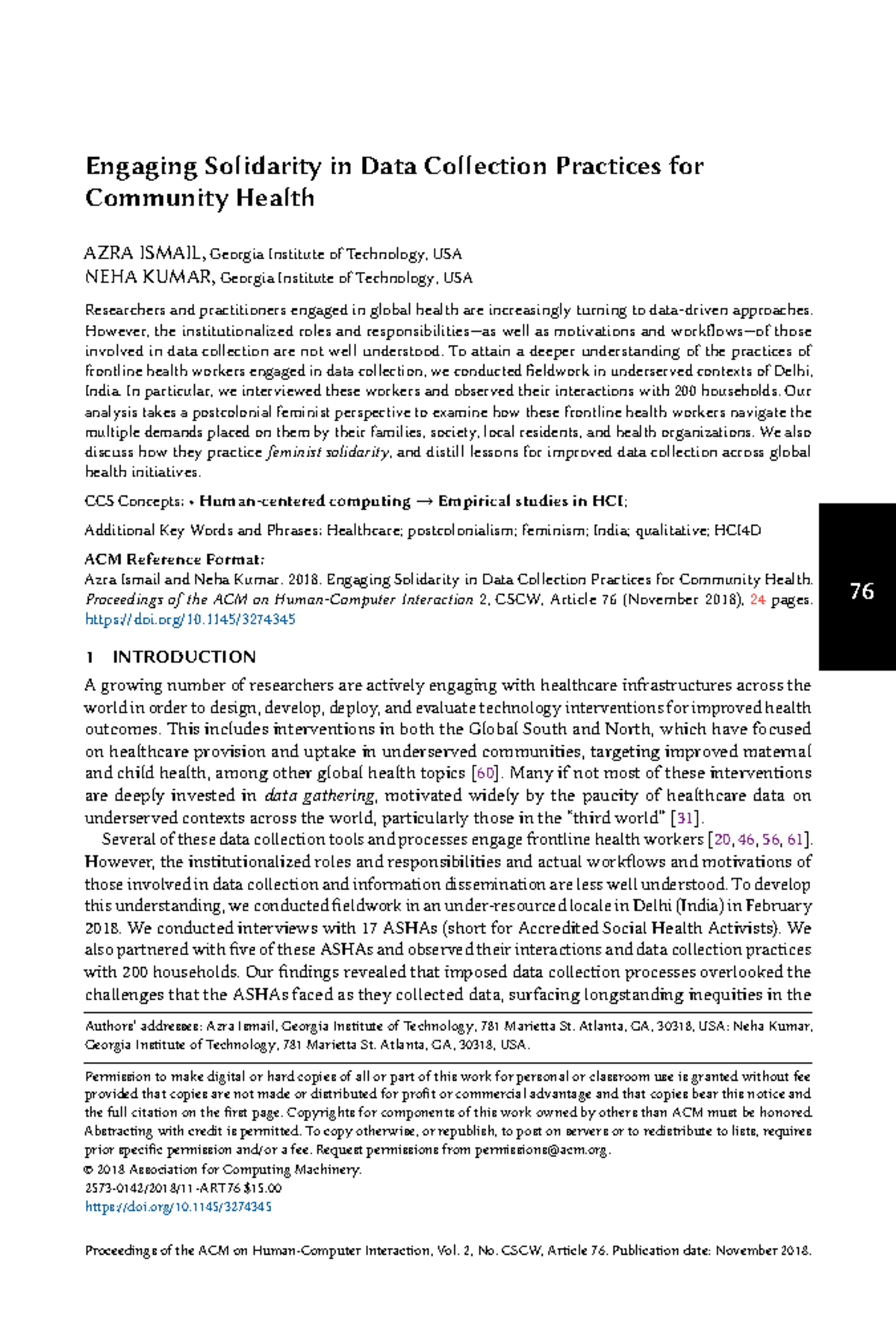 Engaging Solidarity in Data Collection Practices for Community Health ...