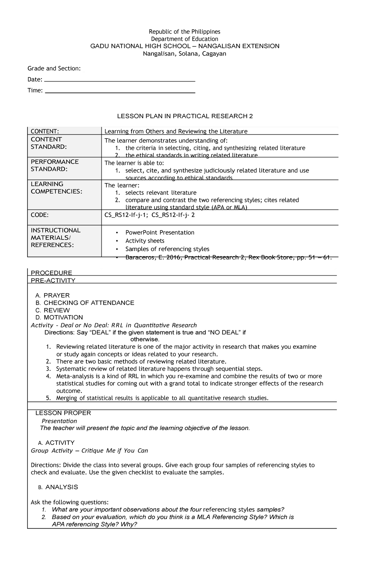 336506432 lesson plan in practical research 1docxdlp - Republic of the ...