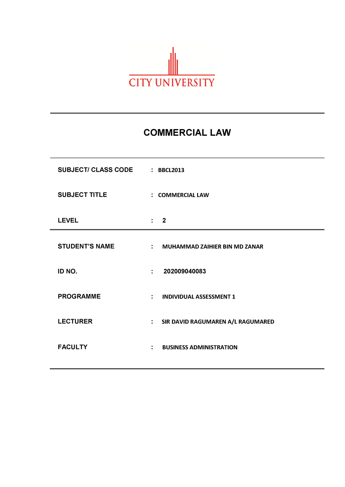 commercial law assignment 1