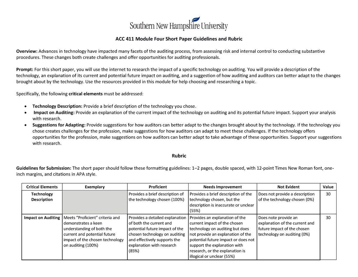 module four case study guidelines and rubric