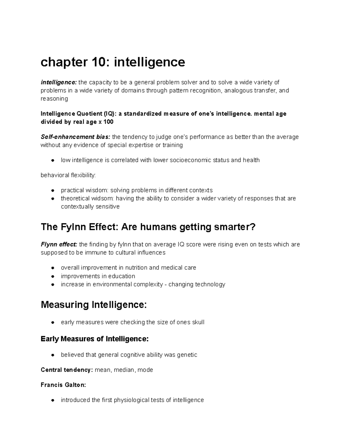 Chapter 10 intelligence - chapter 10: intelligence intelligence: the ...