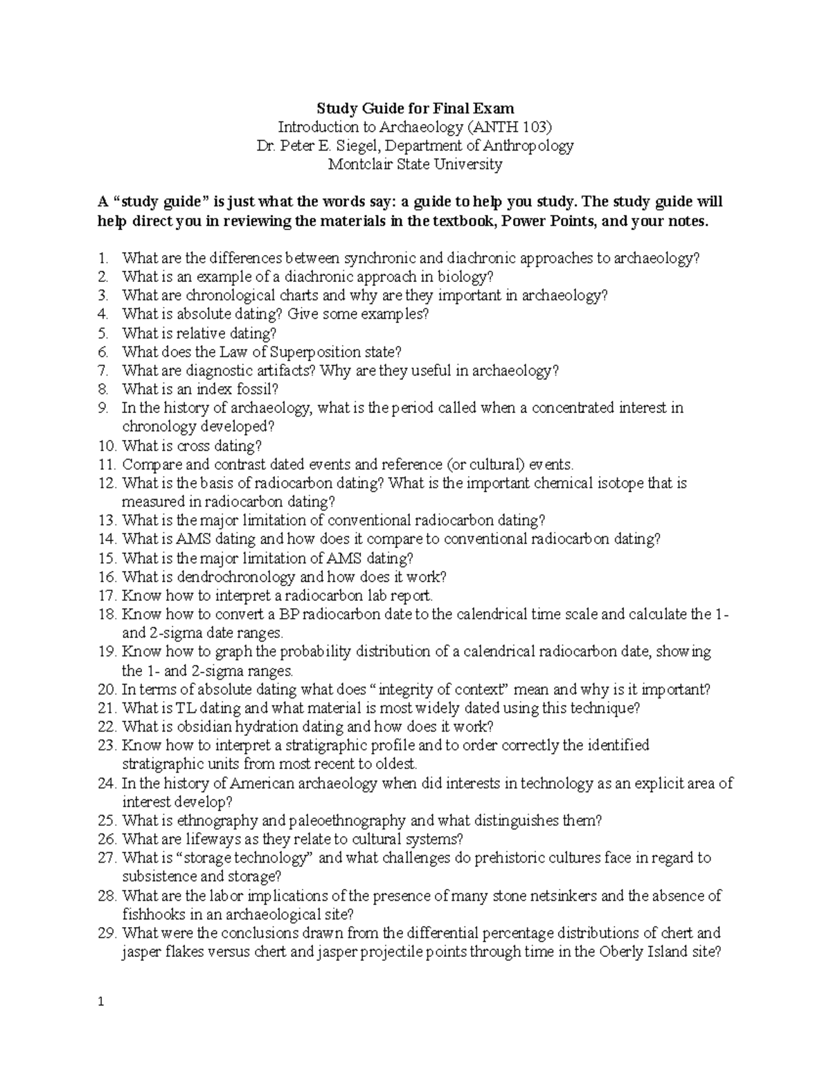Study Guide for ANTH 103 Final Exam - Study Guide for Final Exam ...