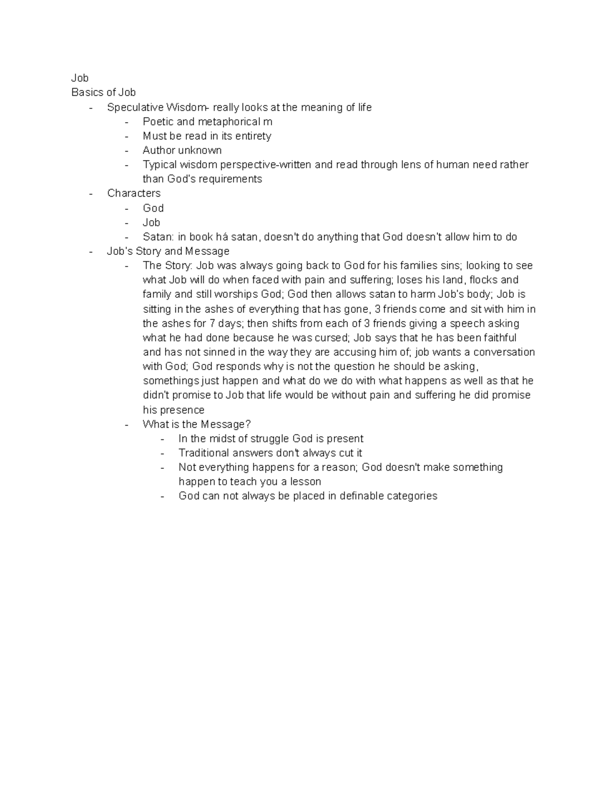 Chris125 lecture day 11 Job Basics of Job Speculative Wisdom