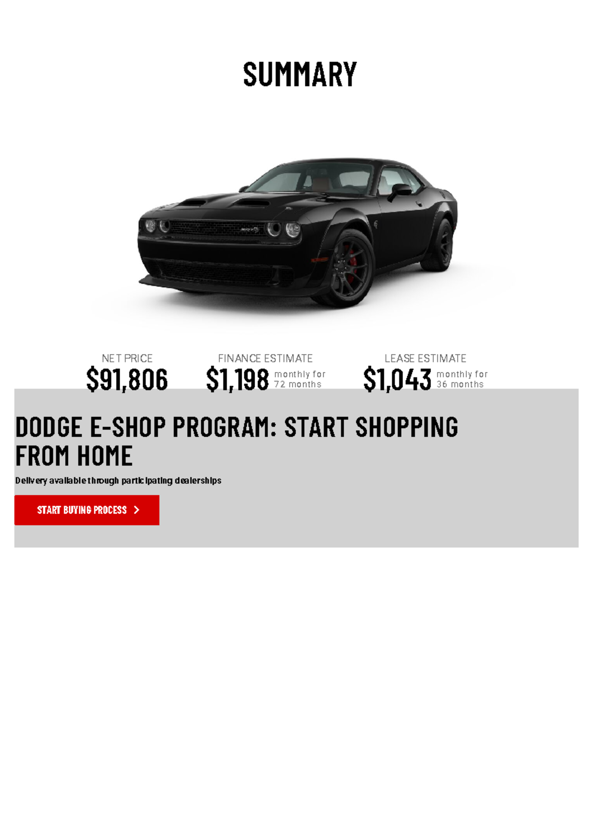 Dodge Build & Price Customize Your Vehicle - SUMMARY NET PRICE $91 ...