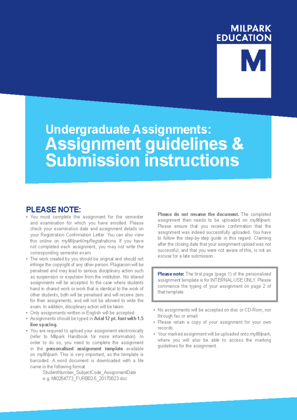 A Assignment Guidelines & Submission Instructions 2017 - Undergraduates ...